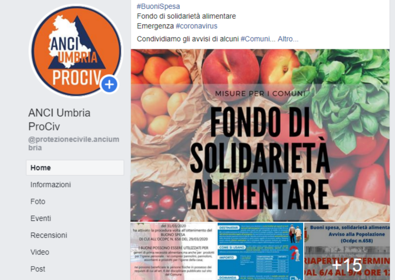 AVVISI DEI COMUNI PUBBLICATI SU FACEBOOK - post buoni spesa