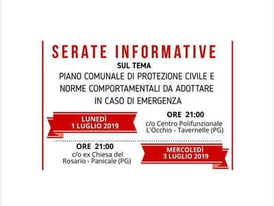 DUE SERATE INFORMATIVE NEL COMUNE DI PANICALE