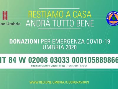 CORONAVIRUS: CONTO CORRENTE DELLA REGIONE UMBRIA - donazioni ru