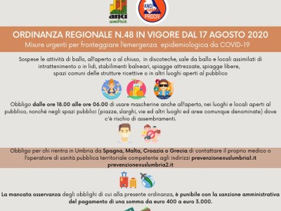 Ordinanza Presidente Giunta Regionale n. 48 del 17 agosto 2020 - oreg48