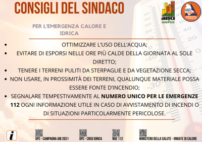 EMERGENZA CALORE: I CONSIGLI DEL SINDACO - consiglidelsindaco